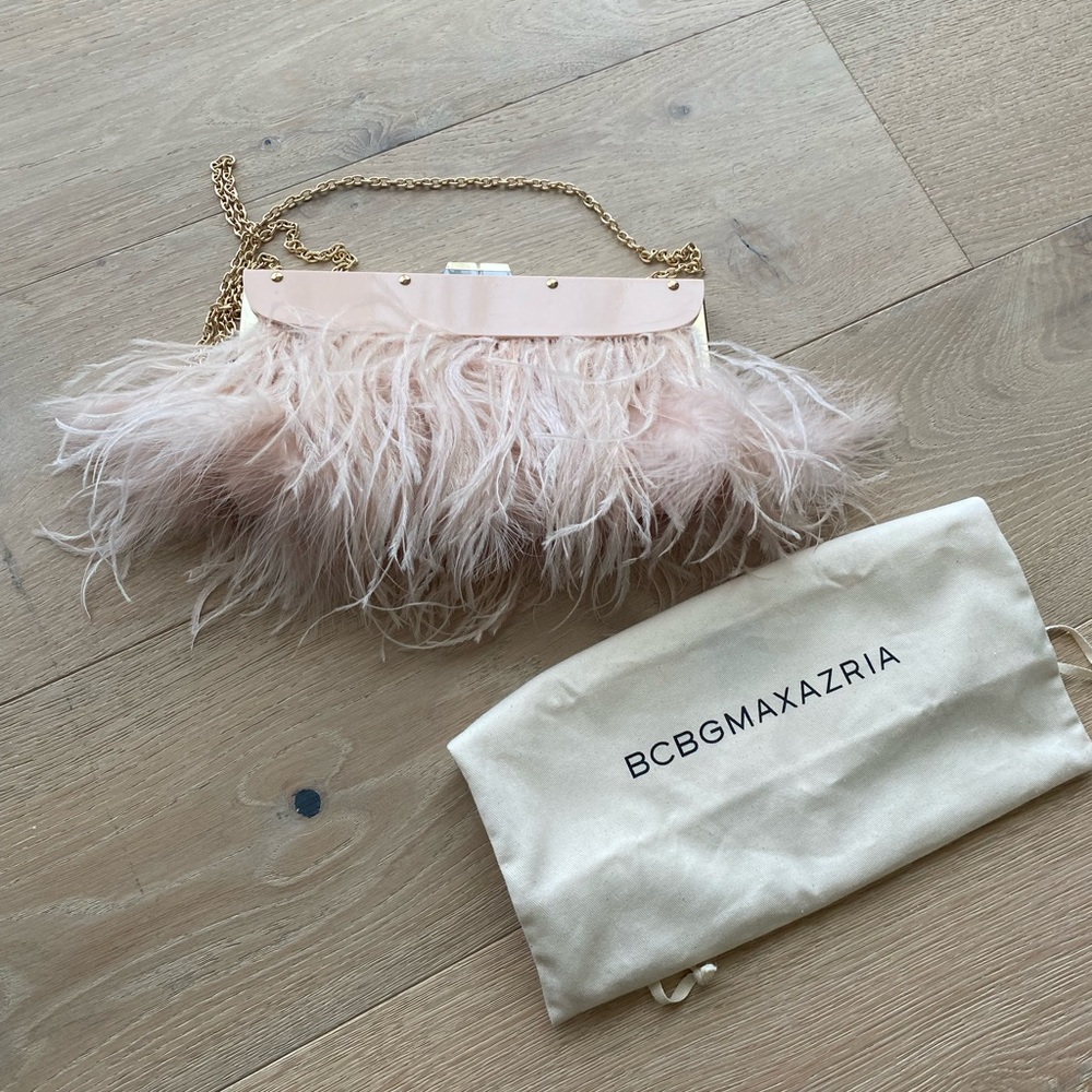 BCBGMaxAzria feather clutch, pristine